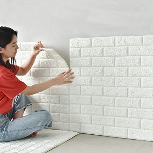 01 Pcs 3d Wall Stickers Faux Brick White Brick |70 X 77 Cm