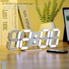 White 3d Led Digital Clock, Desk Alarm Clock
