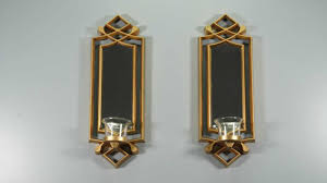 2 Pcs Fancy Wall Mirror & Candle Stand Decor For Home & Office