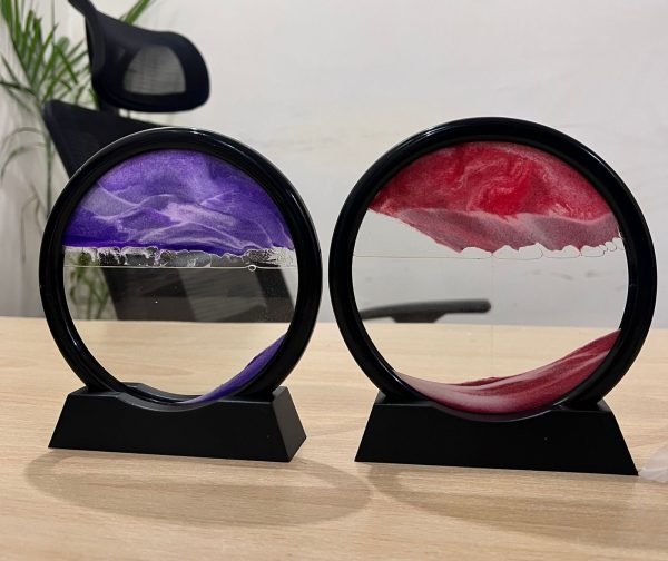 Moving Sand Art – Sand Clock – Hourglass Sand Timer – 3d Moving Sand Mountain With Metal Stand