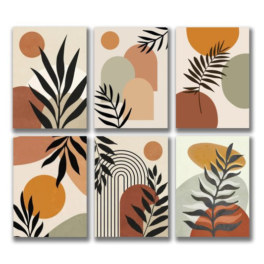 Set Of 6 Abstract Art Wooden Canvas Frames For Wall Decoration / Sticky Photo Tiles