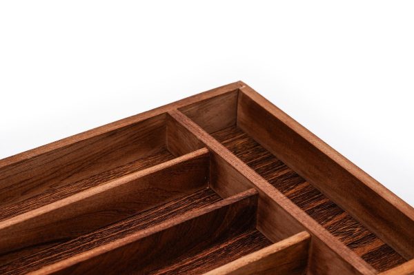 Wood Utensil Holder & Flatware Organizer Tray For Dining And Kitchen Use