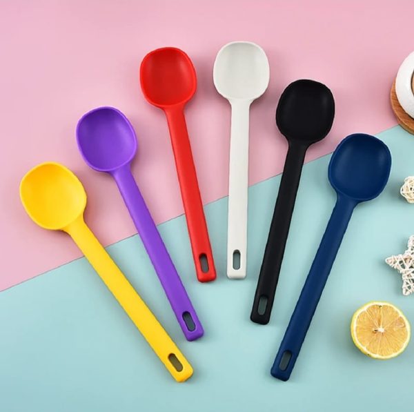 1 Piece Serving Spoon Long Handle Silicone  ( Random Color )