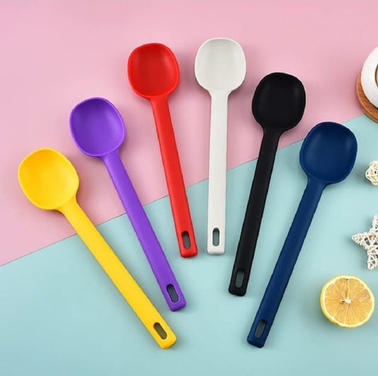 1 Piece Serving Spoon Long Handle Silicone  ( Random Color )