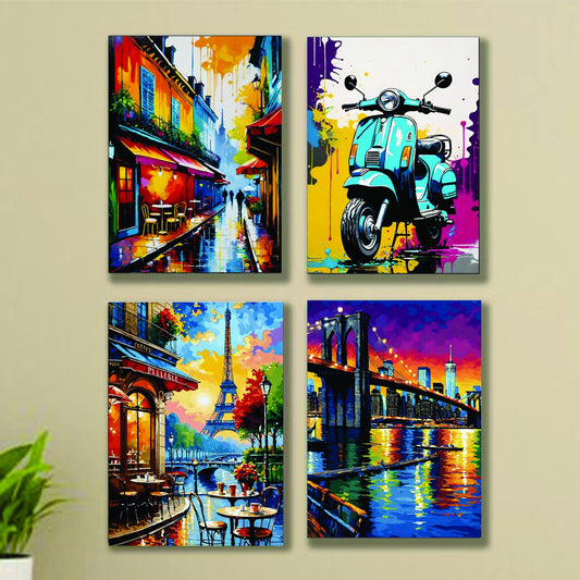 4pcs Vintage Sticky Phototile Wall Frames For Home Decor 8 X 11