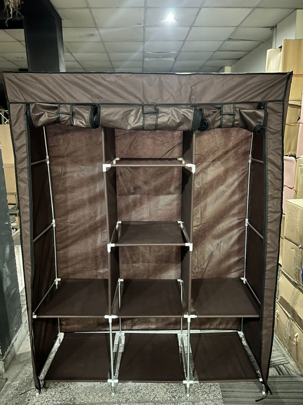 3 Door Fancy & Portable Foldable Closet Wardrobe Storage Organizer With Shelves Foe Multi Purpose