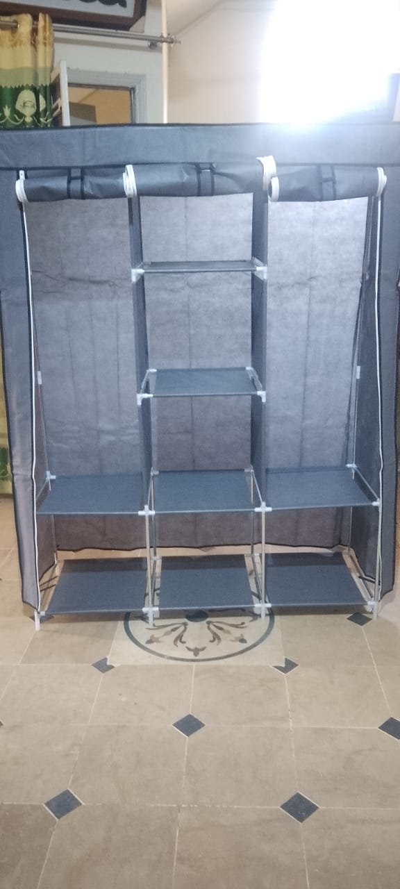 3 Door Fancy & Portable Foldable Closet Wardrobe Storage Organizer With Shelves Foe Multi Purpose