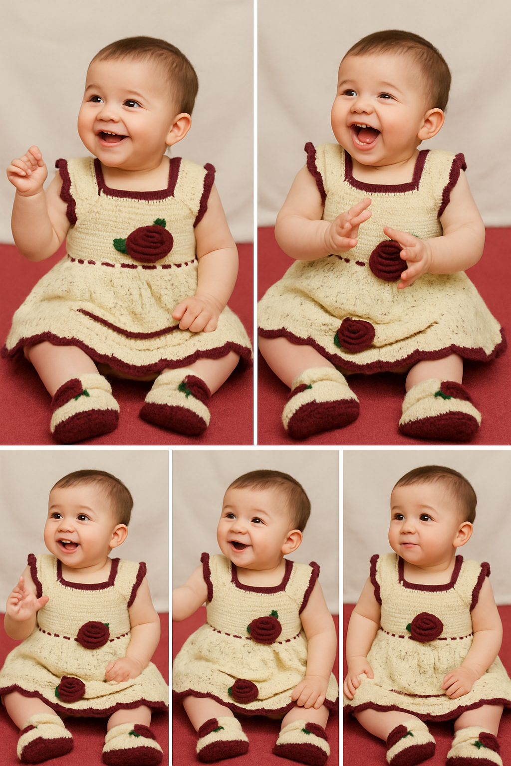 Handmade Crochet Baby Girl Dress Set – Customizable Size & Color