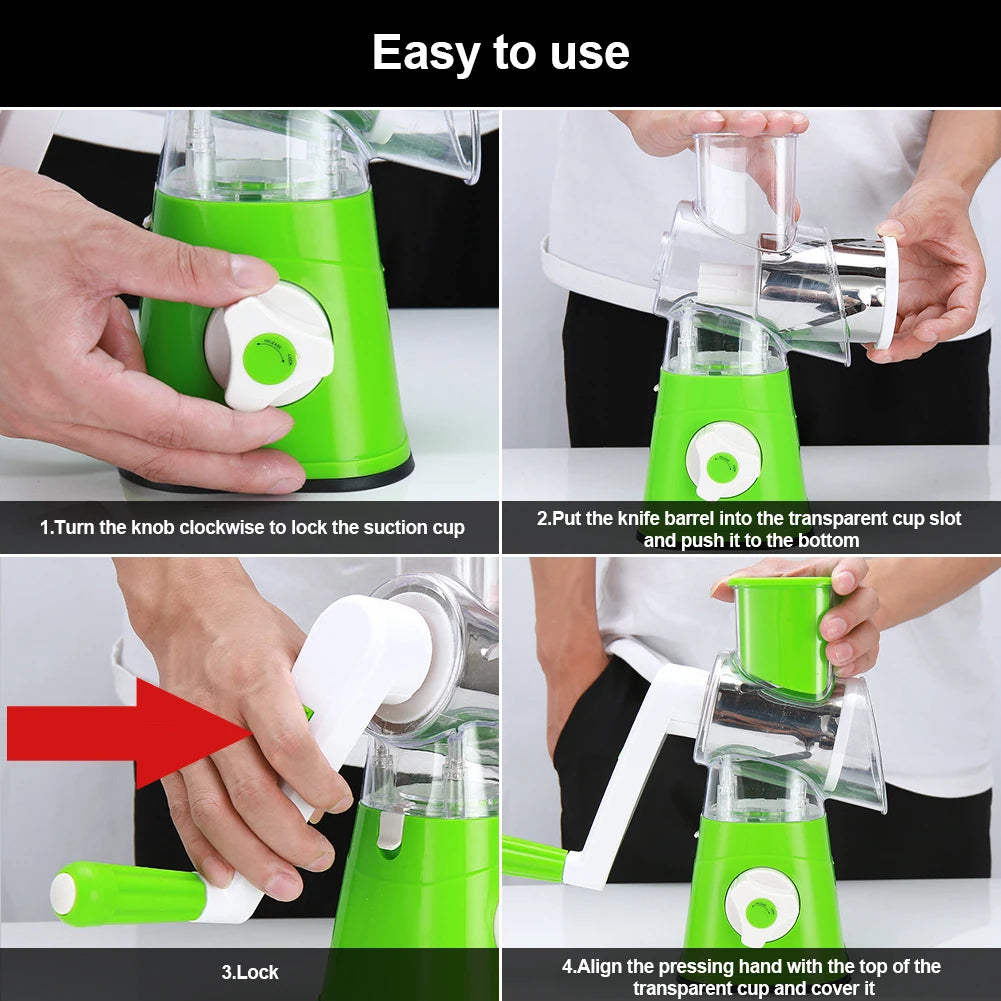 Tabletop Drum Grater | Manual Vegetable Cutter Slicer & Grater ( Random Color )