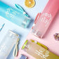 Frosted Glass Water Bottle With Hello Master Decal Logo (random Color)