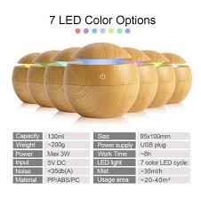 Essential Oil Diffuser Aroma Air Wood Humidifier With Colorful Change Mist Maker For Home (random Color)