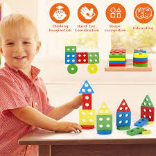 Lewo Wooden Puzzle Toddler Toys Shapes
