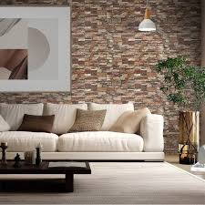 (1piece )brown 3d Wall Stickers Faux Brick