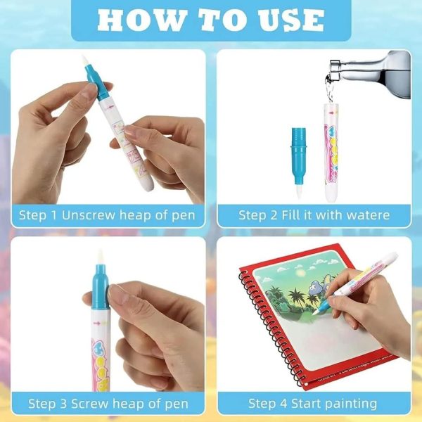 Magic Water Book  With Pen ( Random Book )