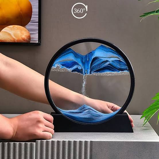 Moving Sand Art – Sand Clock – Hourglass Sand Timer – 3d Moving Sand Mountain With Metal Stand