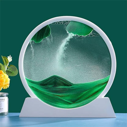 Moving Sand Art – Sand Clock – Hourglass Sand Timer – 3d Moving Sand Mountain With Metal Stand