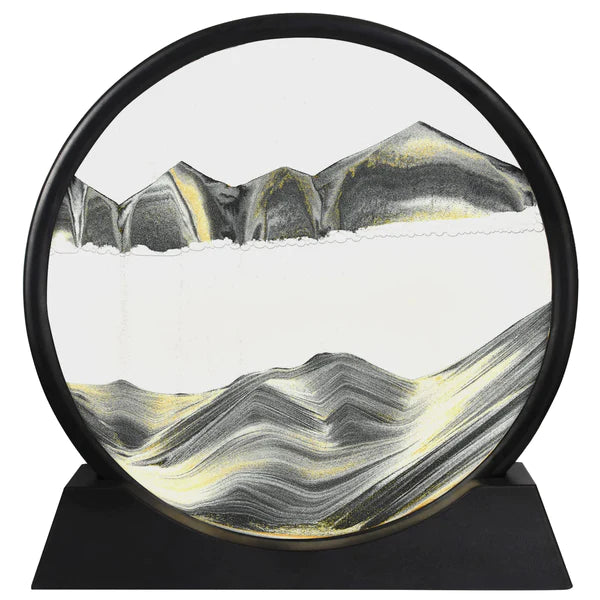 Moving Sand Art – Sand Clock – Hourglass Sand Timer – 3d Moving Sand Mountain With Metal Stand
