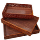 (pack Of 3) Wooden Serving Tray Set With Handles Wood Serving Trays For Tea Coffee Food Platter