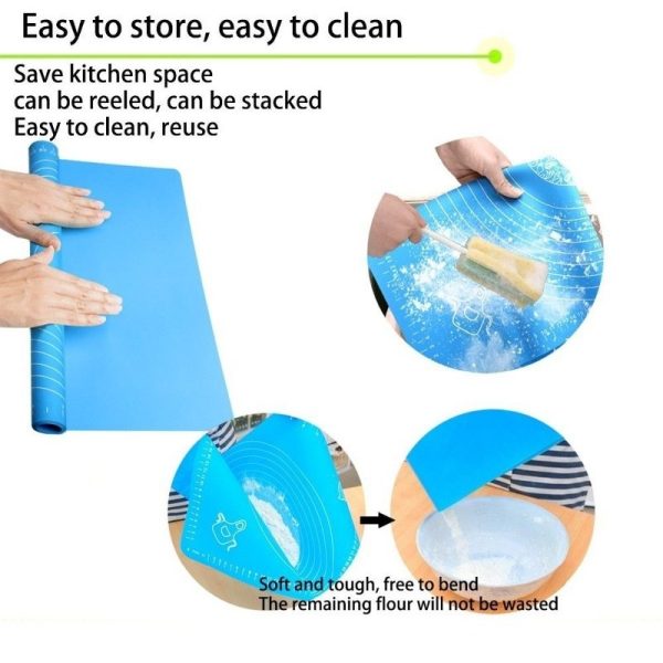 Silicone Pastry Mat Heat-resistant, Reusable Rolling Surface For Dough, Pizza, Pie, And Fondant (random Color)