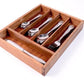 Wood Utensil Holder & Flatware Organizer Tray For Dining And Kitchen Use